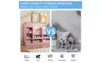 Zevemomo Bibliothèque et Rangement de Jouets pour Enfants à 4 Niveaux, Étagère à Livres en Bois pour Enfants, Rangement de Jouets avec Étagère à Livres pour Salle de Jeux, Salle de Classe, Chambre, Bibliothèque, Rose