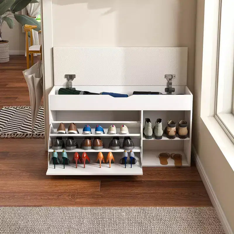 Banc d'entrée EHMKNP avec rangement pour chaussures, tiroirs à abattant à 3 niveaux, armoire dissimulée, organisateur peu encombrant pour couloir ou salon
