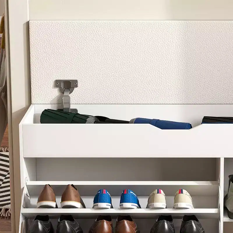 Banc d'entrée EHMKNP avec rangement pour chaussures, tiroirs à abattant à 3 niveaux, armoire dissimulée, organisateur peu encombrant pour couloir ou salon