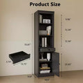 71 Tall Bookcase with Cabinet, 3 Tier Wood Open Bookcase with Adjustable Shelves, Large Display Storage Shelf, Standing Shelving Unit for Home