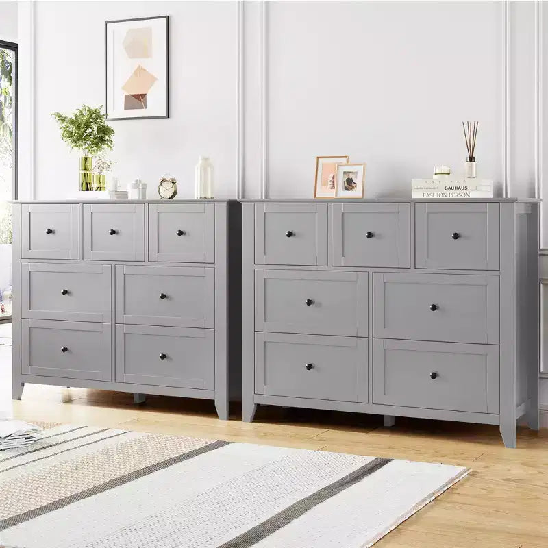 Commode en bois CuisinSmart pour chambre à coucher, commode à 7 tiroirs avec poignée en métal, organisateur de rangement de placard pour salon, couloir, chambre à coucher