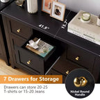Commode en bois CuisinSmart pour chambre à coucher, commode à 7 tiroirs avec poignée en métal, organisateur de rangement de placard pour salon, couloir, chambre à coucher