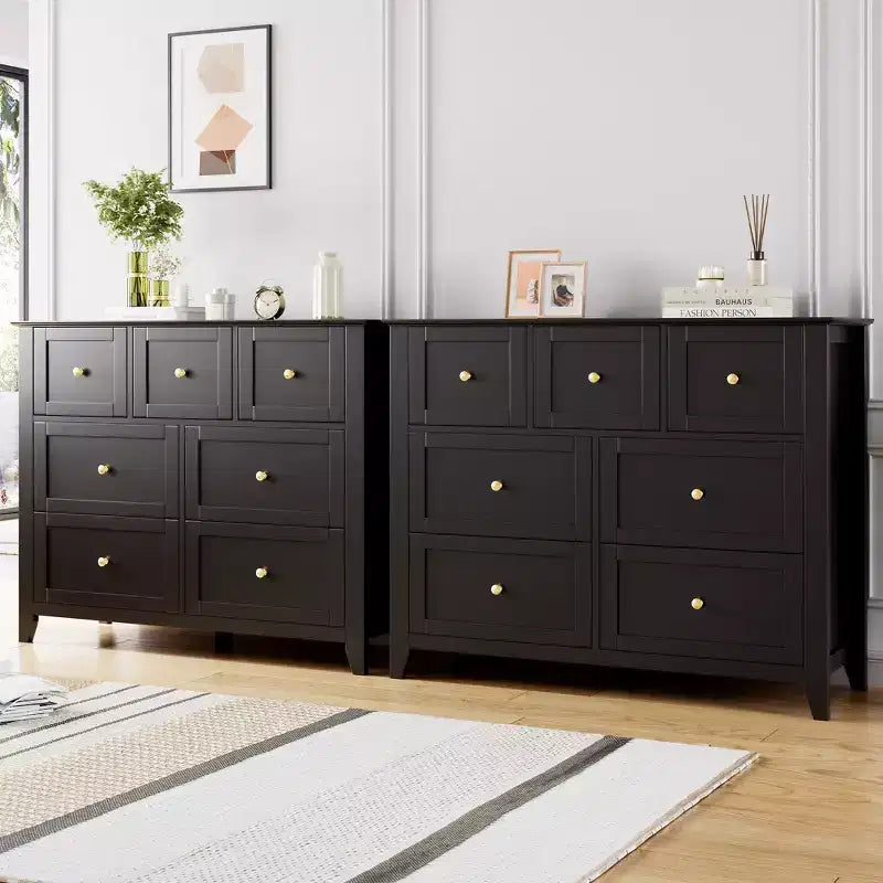 Commode en bois CuisinSmart pour chambre à coucher, commode à 7 tiroirs avec poignée en métal, organisateur de rangement de placard pour salon, couloir, chambre à coucher