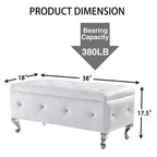 Banc de rangement ottoman EHMKNP en similicuir blanc avec boutons en cristal, repose-pieds rectangulaire pour chambre, salon, entrée