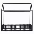 Lit jumeau Bellemave avec porte et clôture, lit double avec toit/lit de sol pour enfants, filles, garçons, noir