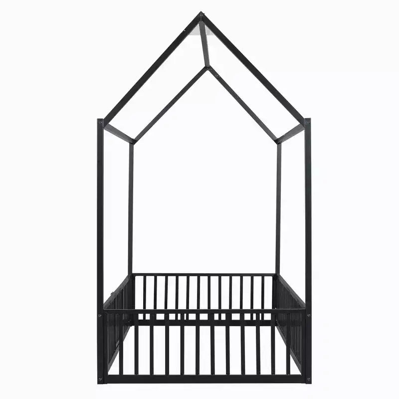 Lit jumeau Bellemave avec porte et clôture, lit double avec toit/lit de sol pour enfants, filles, garçons, noir