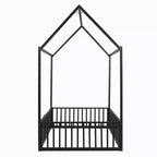 Lit jumeau Bellemave avec porte et clôture, lit double avec toit/lit de sol pour enfants, filles, garçons, noir