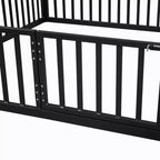 Lit jumeau Bellemave avec porte et clôture, lit double avec toit/lit de sol pour enfants, filles, garçons, noir
