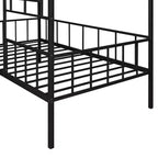 Cadre de lit maison en métal double Bellemave, cadre de lit mezzanine bas avec échelle, pour filles, garçons, noir