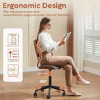 Chaise de Bureau Ergonomique sans Accoudoirs Bestier Bentwood, Chaise de Table Confortable avec Support Lombaire, Chaise de Bureau à Roulettes Réglable en Hauteur en Cuir PU