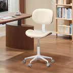 Chaise de Bureau Ergonomique sans Accoudoirs Bestier Bentwood, Chaise de Table Confortable avec Support Lombaire, Chaise de Bureau à Roulettes Réglable en Hauteur en Cuir PU