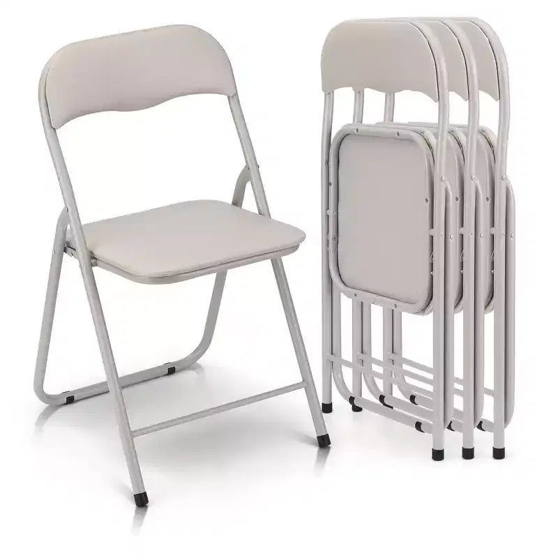Lot de 4 chaises pliantes avec coussin et pieds en métal, patins antidérapants pour événements extérieurs et intérieurs portables