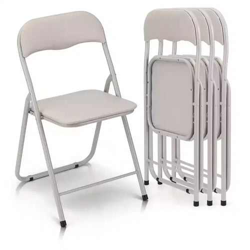 Lot de 4 chaises pliantes avec coussin et pieds en métal, patins antidérapants pour événements extérieurs et intérieurs portables