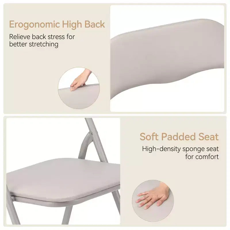 Lot de 4 chaises pliantes avec coussin et pieds en métal, patins antidérapants pour événements extérieurs et intérieurs portables