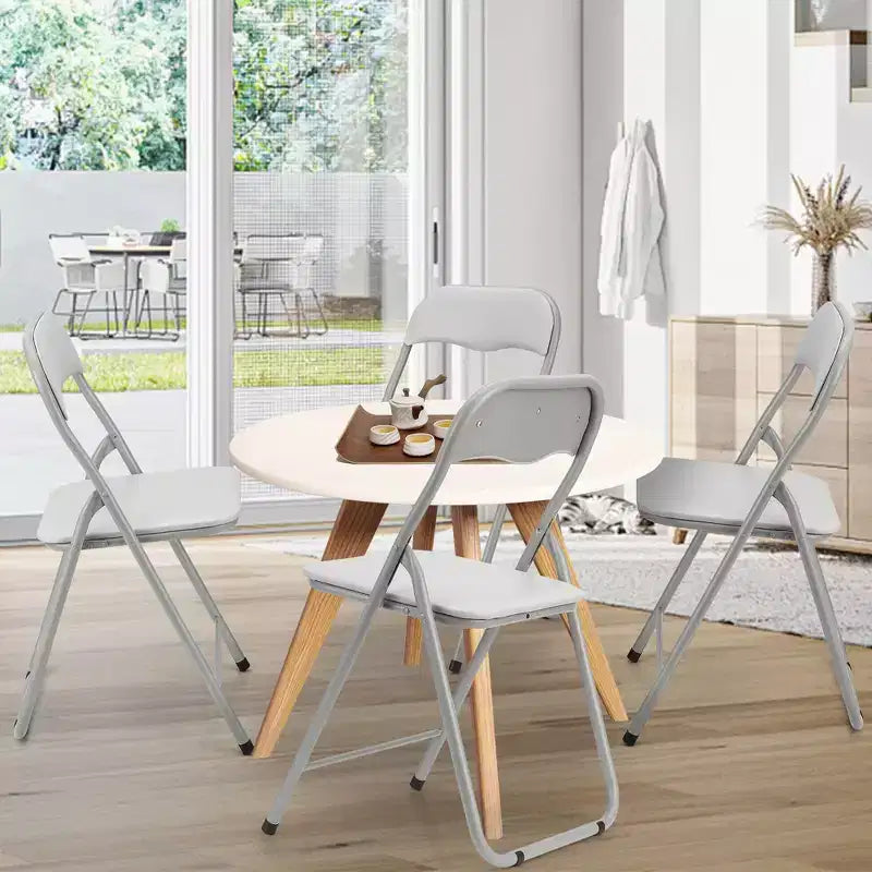 Lot de 4 chaises pliantes avec coussin et pieds en métal, patins antidérapants pour événements extérieurs et intérieurs portables