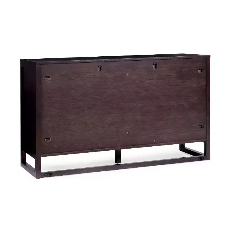 Buffet 4 portes Hatteras Modern Boho avec accents en bois massif et rotin naturel - Teamson Home