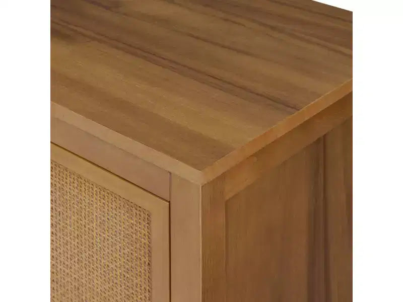 Buffet 4 portes Hatteras Modern Boho avec accents en bois massif et rotin naturel - Teamson Home