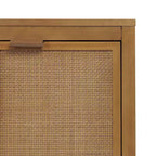 Buffet 4 portes Hatteras Modern Boho avec accents en bois massif et rotin naturel - Teamson Home