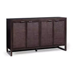Buffet 4 portes Hatteras Modern Boho avec accents en bois massif et rotin naturel - Teamson Home