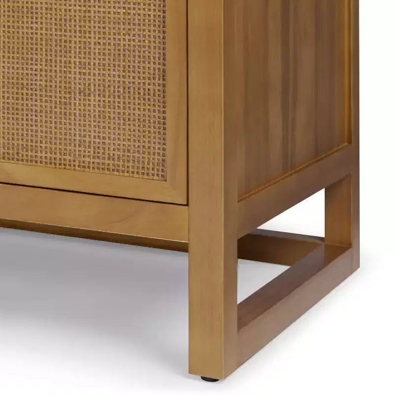 Buffet 4 portes Hatteras Modern Boho avec accents en bois massif et rotin naturel - Teamson Home