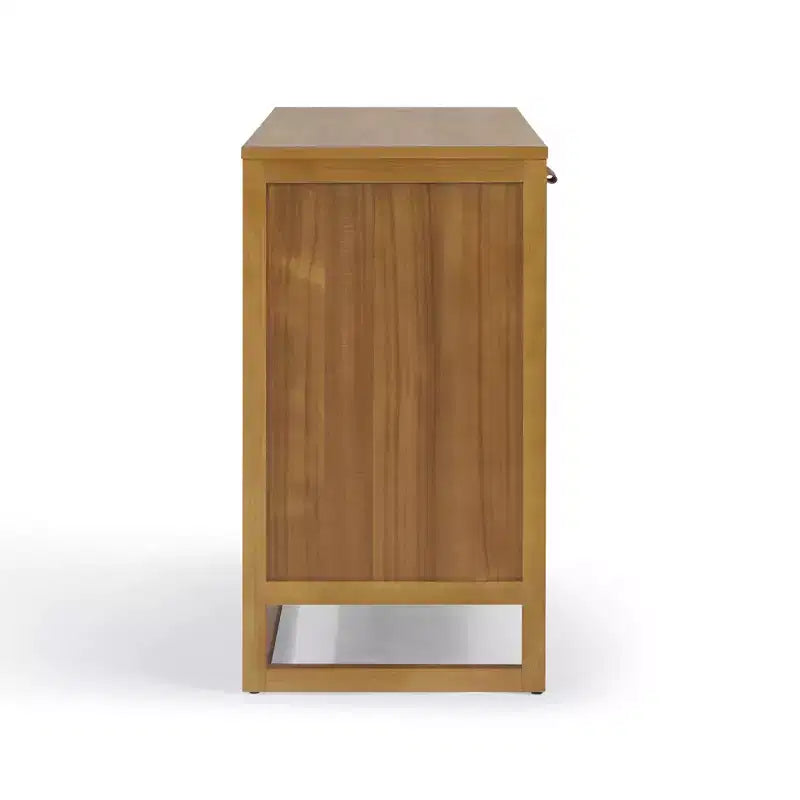 Buffet 4 portes Hatteras Modern Boho avec accents en bois massif et rotin naturel - Teamson Home