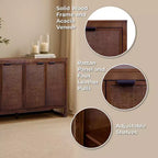 Buffet 4 portes Hatteras Modern Boho avec accents en bois massif et rotin naturel - Teamson Home