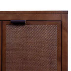 Buffet 4 portes Hatteras Modern Boho avec accents en bois massif et rotin naturel - Teamson Home