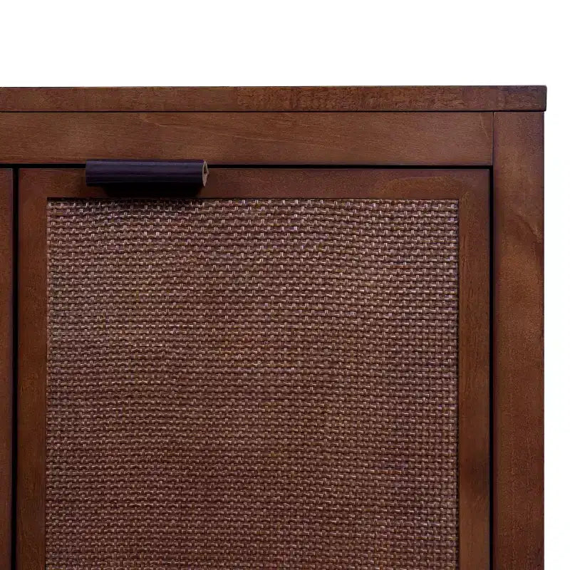 Buffet 4 portes Hatteras Modern Boho avec accents en bois massif et rotin naturel - Teamson Home