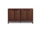 Buffet 4 portes Hatteras Modern Boho avec accents en bois massif et rotin naturel - Teamson Home