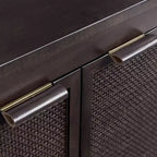 Buffet 4 portes Hatteras Modern Boho avec accents en bois massif et rotin naturel - Teamson Home
