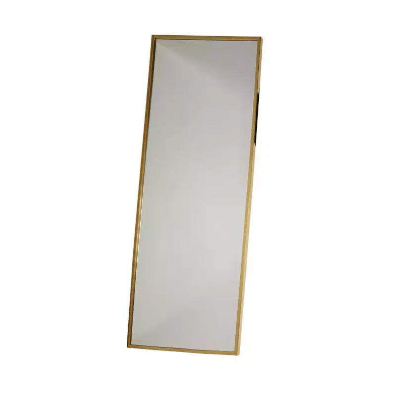 Okak Miroir rectangulaire intégral 77*27.5IN avec cadre en acier inoxydable, miroir de sol avec trous de suspension, miroir mural pour salon, chambre à coucher, doré