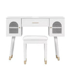 Homy Casa Coiffeuse avec Tabouret et Meubles de Rangement pour Chambre ou Dressing, Blanc