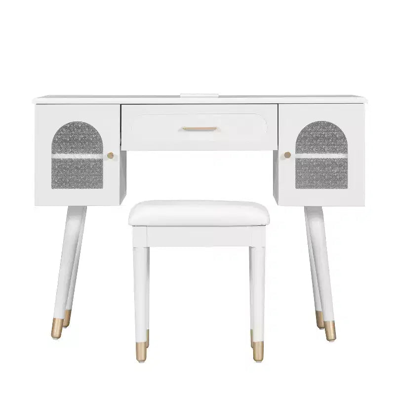 Homy Casa Coiffeuse avec Tabouret et Meubles de Rangement pour Chambre ou Dressing, Blanc