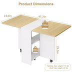 Table de salle à manger pliante pour cuisine, table de salle à manger peu encombrante avec étagère de rangement, table de cuisine à abattants extensible pour petit espace