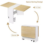 Table de salle à manger pliante pour cuisine, table de salle à manger peu encombrante avec étagère de rangement, table de cuisine à abattants extensible pour petit espace