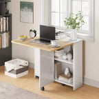 Table de salle à manger pliante pour cuisine, table de salle à manger peu encombrante avec étagère de rangement, table de cuisine à abattants extensible pour petit espace