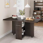 Table de salle à manger pliante pour cuisine, table de salle à manger peu encombrante avec étagère de rangement, table de cuisine à abattants extensible pour petit espace