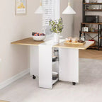 Table de salle à manger pliante pour cuisine, table de salle à manger peu encombrante avec étagère de rangement, table de cuisine à abattants extensible pour petit espace