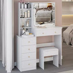 Ensemble de coiffeuse 40 grande taille, table de chevet gauche, coiffeuse avec tabouret rembourré