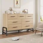 CuisinSmart Commode 7 tiroirs de 52 pouces de large pour chambre à coucher - Commode de rangement en chêne naturel, Organisateur de placard autoportant pour salon, entrée