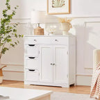Meuble de salle de bain autoportant Dcolora, Armoire de rangement pratique avec 4 tiroirs et 2 portes