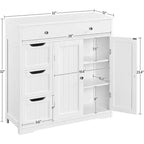Meuble de salle de bain autoportant Dcolora, Armoire de rangement pratique avec 4 tiroirs et 2 portes