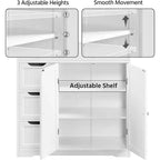 Meuble de salle de bain autoportant Dcolora, Armoire de rangement pratique avec 4 tiroirs et 2 portes