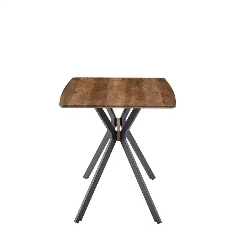 Table de salle à manger rectangulaire Homy Casa, plateau en noyer avec pieds en métal noir - Style urbain contemporain