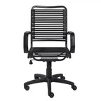 HomeRoots Black Adjustable Swivel Bungee Rolling Office Chair