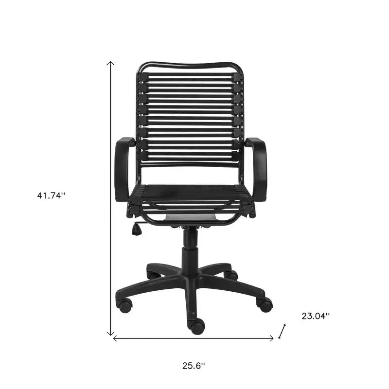 Chaise de bureau pivotante à roulettes en tissu extensible noir HomeRoots