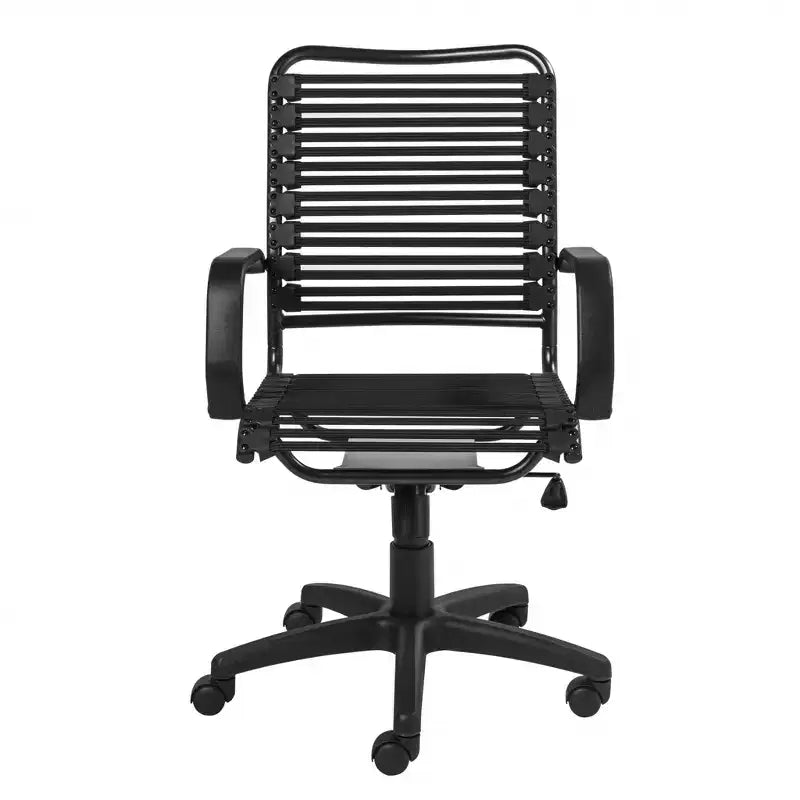 Chaise de bureau pivotante à roulettes en tissu extensible noir HomeRoots