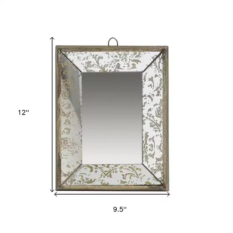 Miroir d'appoint HomeRoots 12 avec cadre en métal argenté et verre vieilli