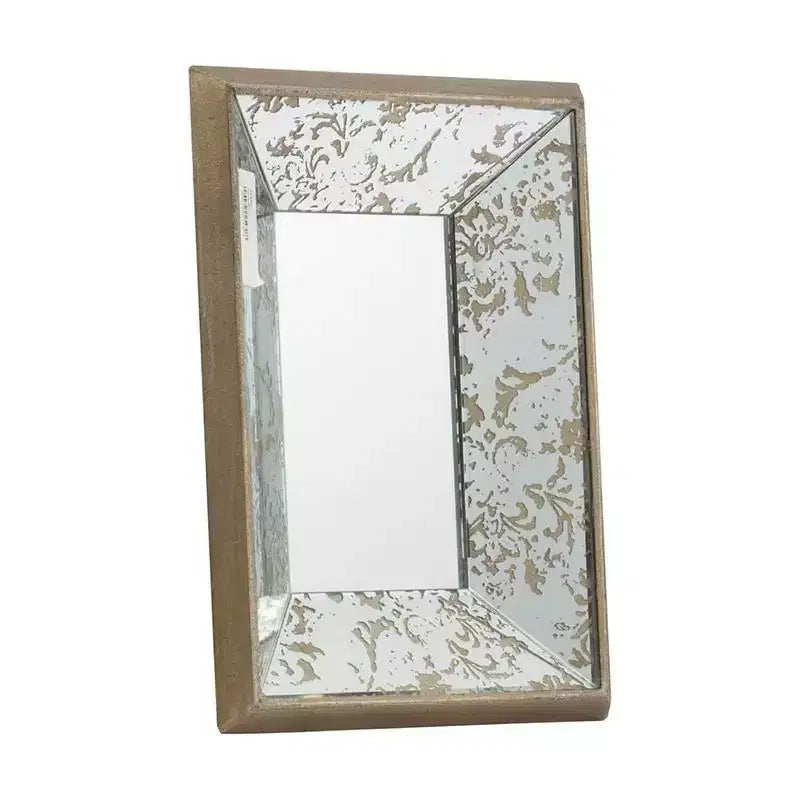 Miroir d'appoint HomeRoots 12 avec cadre en métal argenté et verre vieilli