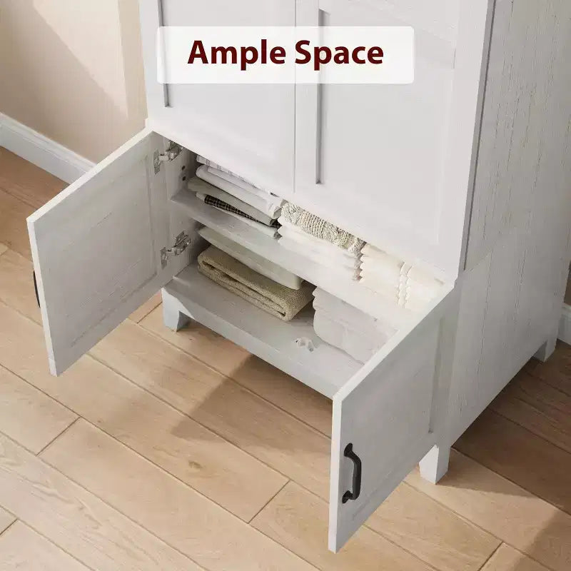COZONY Armoire 4 portes en bois de 72", placard autoportant avec tringle et 18 étagères réglables pour le rangement des vêtements dans la chambre à coucher